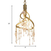 Vintage Metal Ceiling Light Chandelier with Crystal Accent - 4 Lights for Dining Room
